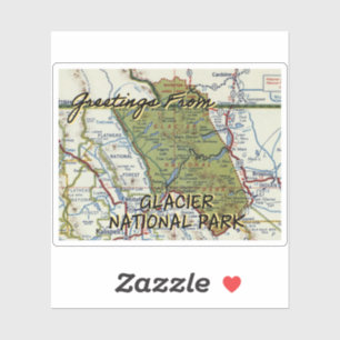 Sticker Parc national du Glacier Carte Vintage