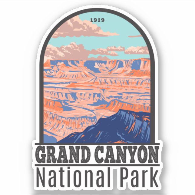 Sticker Parc national du Grand Canyon Arizona Retro (Devant)