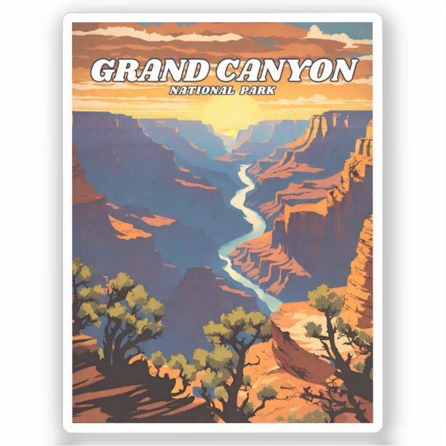 Sticker Parc national du Grand Canyon illustration rétro (Recto)