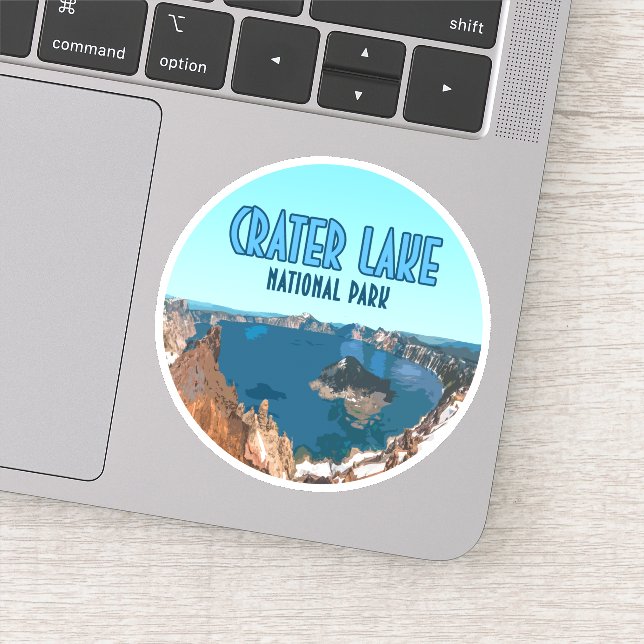 Sticker Parc national du lac Crater Oregon Vintage (Détail)