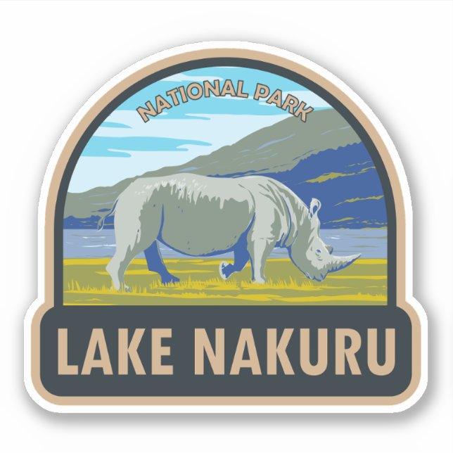 Sticker Parc national du lac Nakuru Rhinoceros blancs Voya (Devant)