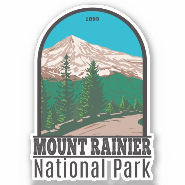 Sticker Parc national du Mont Rainier Washington Vintage (Devant)