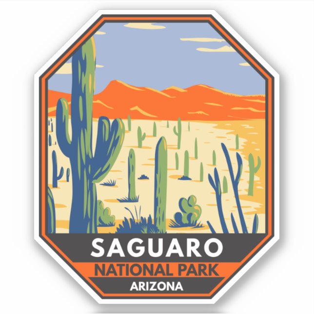 Sticker Parc national du Saguaro Arizona Giant Cactus Vint (Devant)