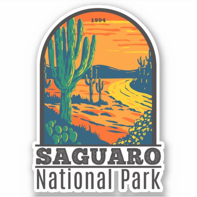 Sticker Parc national du Saguaro Arizona Vintage (Devant)