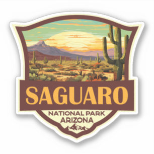 Sticker Parc national du Saguaro Illustration Rétro