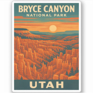 Sticker Parc national du Vintage voyage rétro Bryce Canyon