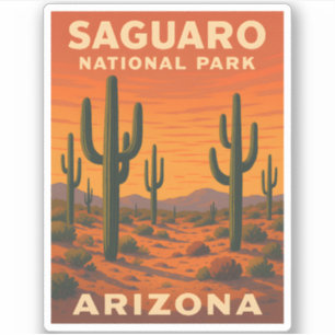Sticker Parc national du Vintage voyage rétro Saguaro Ariz