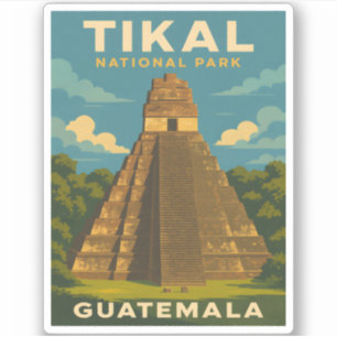 Sticker Parc national du Vintage voyage rétro Tikal Guatem