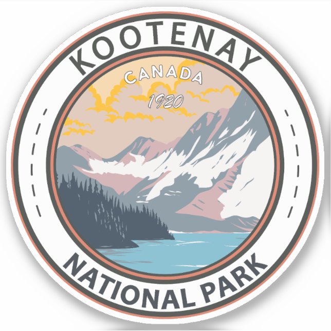 Sticker Parc national Kootenay Canada Vintage d'art touris (Devant)