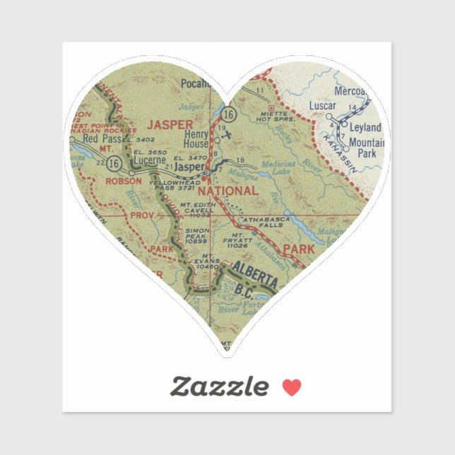 Sticker Parc national Love Jasper Alberta (Feuille)