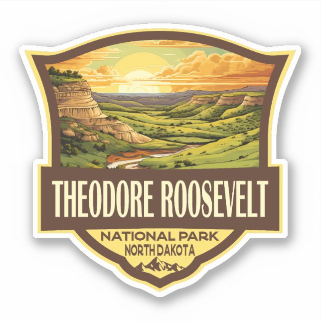 Sticker Parc national Theodore Roosevelt Illustration Art (Devant)
