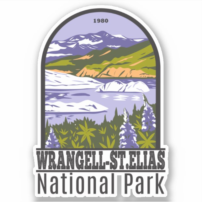 Sticker Parc national Wrangell St Elias Nizina Lake Retro (Devant)