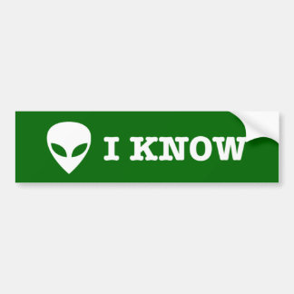 Sticker pare-chocs I KNOW (UFO Alien)