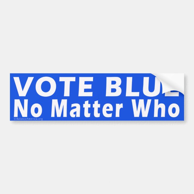 Sticker pare-chocs 'VOTE BLUE Peu importe qui' (Devant)