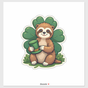 Sticker Paresseux de la Saint-Patrick Art vintage du trèfl