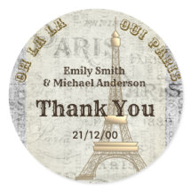 Sticker Paris Custom Parchment Vintage Merci