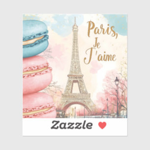 Sticker Paris, Je T'aime - Tour Eiffel avec Macarons