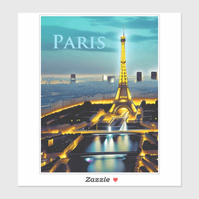 Sticker Paris sous un ciel bleu turquoise (Feuille)