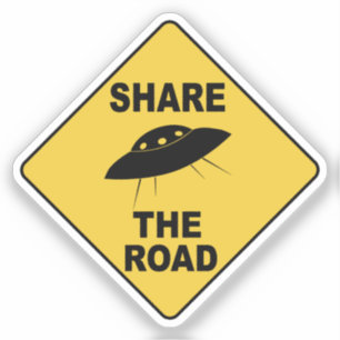 Sticker Partager la Road drôle panneau OVNI
