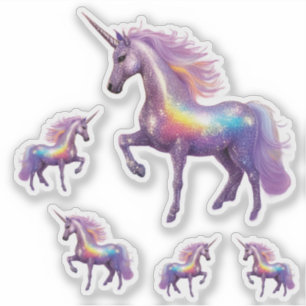 Sticker Parties scintillant Argent Sparkly Unicorn arc-en-