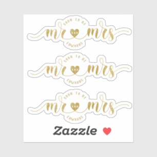 Sticker Parties scintillant d'or Bientôt être M. et Mme We