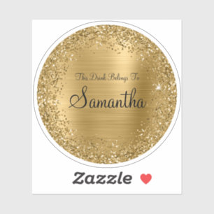Sticker Parties scintillant d'or et huile Ce drink apparti