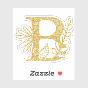 Sticker Parties scintillant d'or Monogramme initial B Flor
