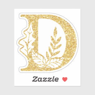 Sticker Parties scintillant d'or Monogramme initial D Viny
