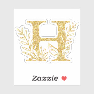 Sticker Parties scintillant d'or Monogramme initial H Flor