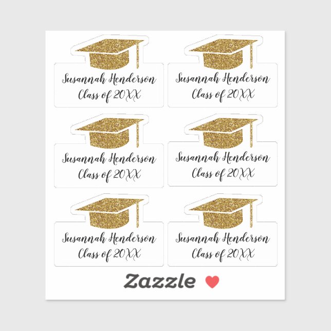 Sticker Parties scintillant d'or Nom du Casquette de grade (Feuille)