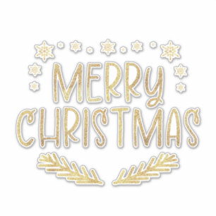 Sticker Parties scintillant d'or Snowflake Joyeux Noël Arb