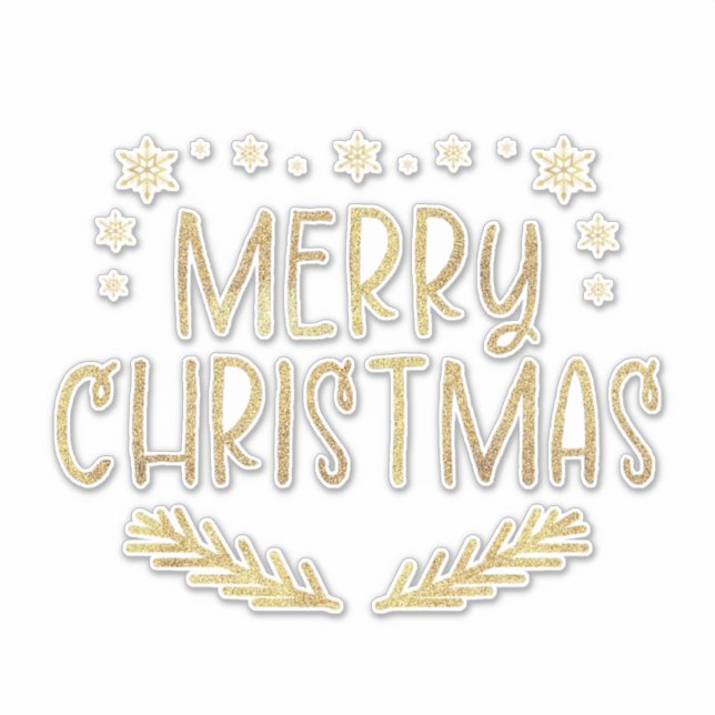 Sticker Parties scintillant d'or Snowflake Joyeux Noël Arb (Devant)
