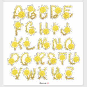 Sticker Parties scintillant or jaune Floral Monogramme A à
