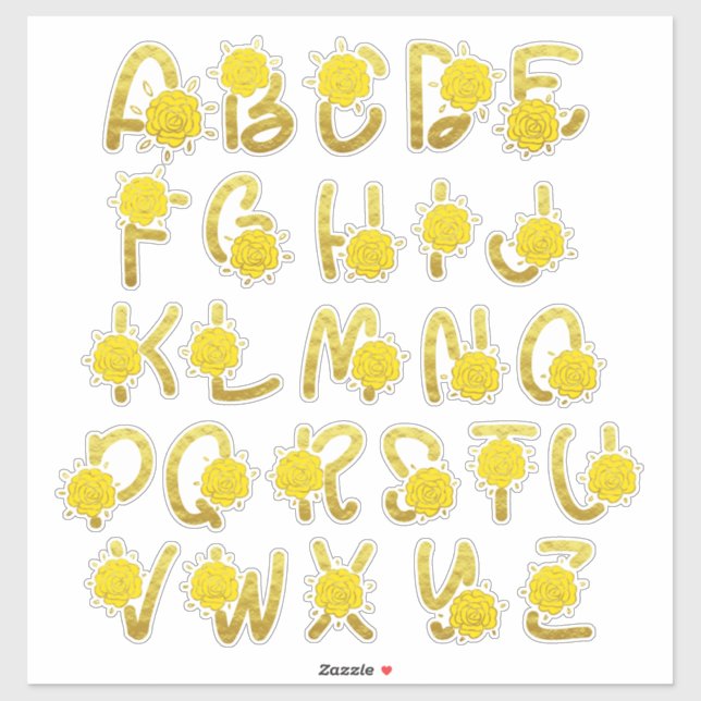 Sticker Parties scintillant or jaune Floral Monogramme A à (Feuille)