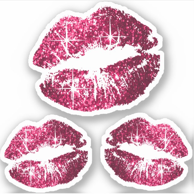 Sticker Parties scintillant roses chaudes - Kiss-Cut (Devant)