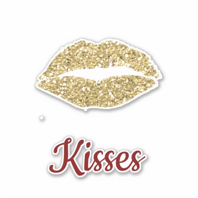 Sticker Parties scintillant rouge or lèvres Flirty Kiss (Devant)