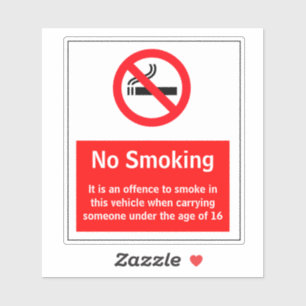 Sticker Pas De Fumage Dans Un Véhicule De Moins De 16 Ans