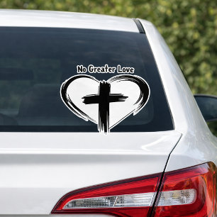 Sticker Pas de plus grand amour Croix Cœur Noir 