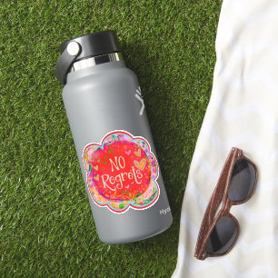 Sticker Pas de Regrets amusant Rouge Floral Inspirivity In