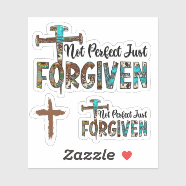 Sticker Pas Parfait Juste Pardonné 3 Nails Cross Christian (Feuille)