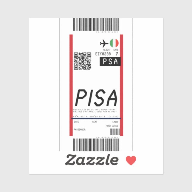 Sticker Passe à bord à Pise (PSA) (Feuille)