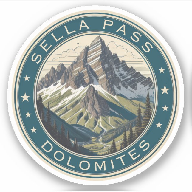 Sticker Passe de montagne Sella col Alpes sud-italiennes (Devant)