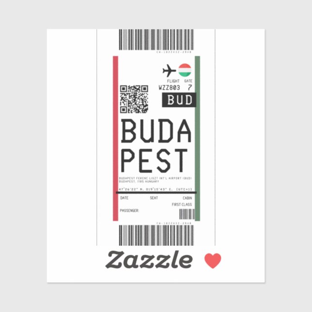 Sticker Passe d'embarquement à Budapest (BUD) (Feuille)