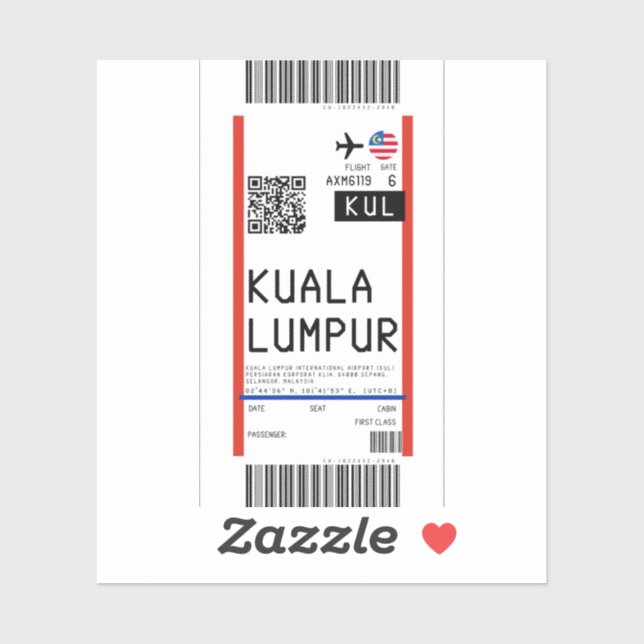 Sticker Passe d'embarquement à Kuala Lumpur (KUL) (Feuille)
