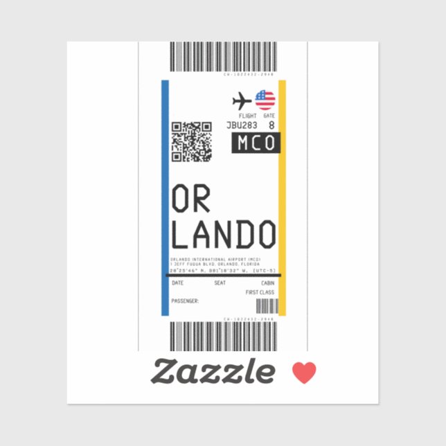Sticker Passe d'embarquement à Orlando (AGC) (Feuille)