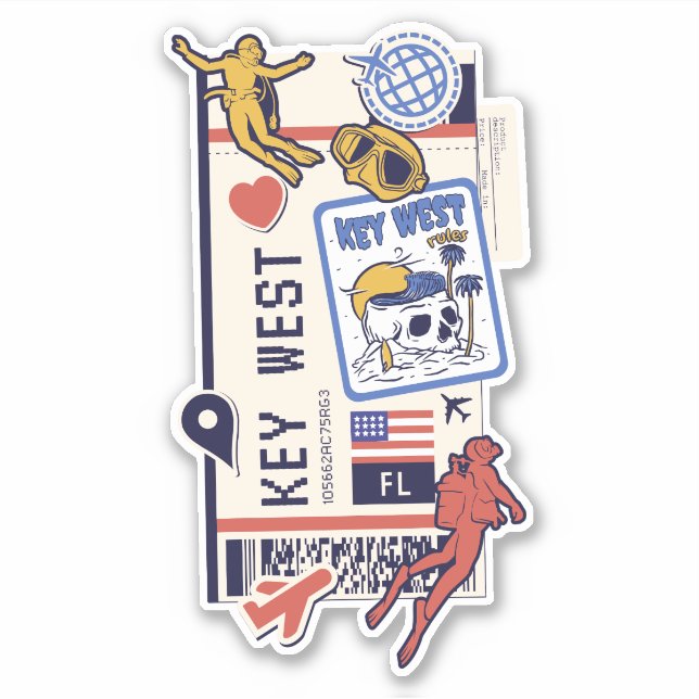 STICKER PASSE D'EMBARQUEMENT CLÉ WEST FLORIDA USA (Devant)