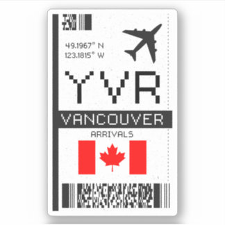 Sticker Passe d'embarquement pour l'aéroport YVR Vancouver