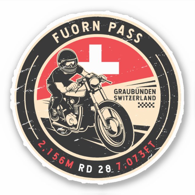 Sticker Passe Fuorn | Suisse | Motorcycle (Devant)