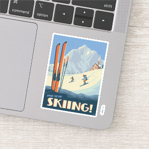 Sticker Passez la journée à skier Vintage