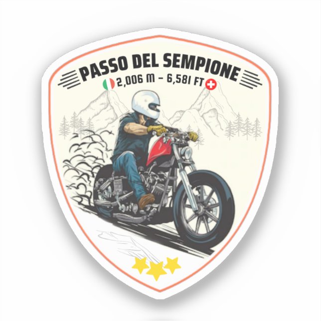Sticker Passo del Sempione Italie Suisse Montagnes moto (Recto)